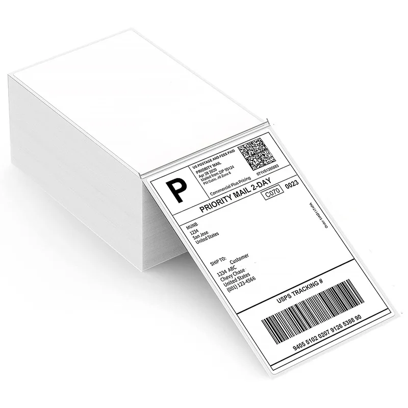 China Waterproof Self Adhesive 500pcs/stack A6 100x150 Waybill Printer Sticker Barcode Shipping Direct Fanfold 4x6 Thermal Label